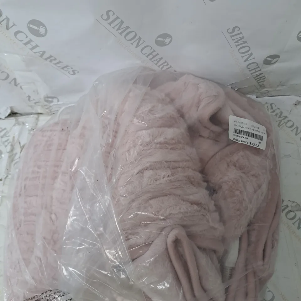 COZEE HOME FAUX FUR HEATED THROW PINK