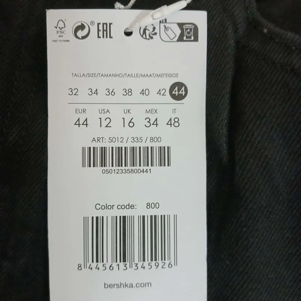 BERSHKA BLACK DENIM JEANS WIDE LEG SIZE UK 44