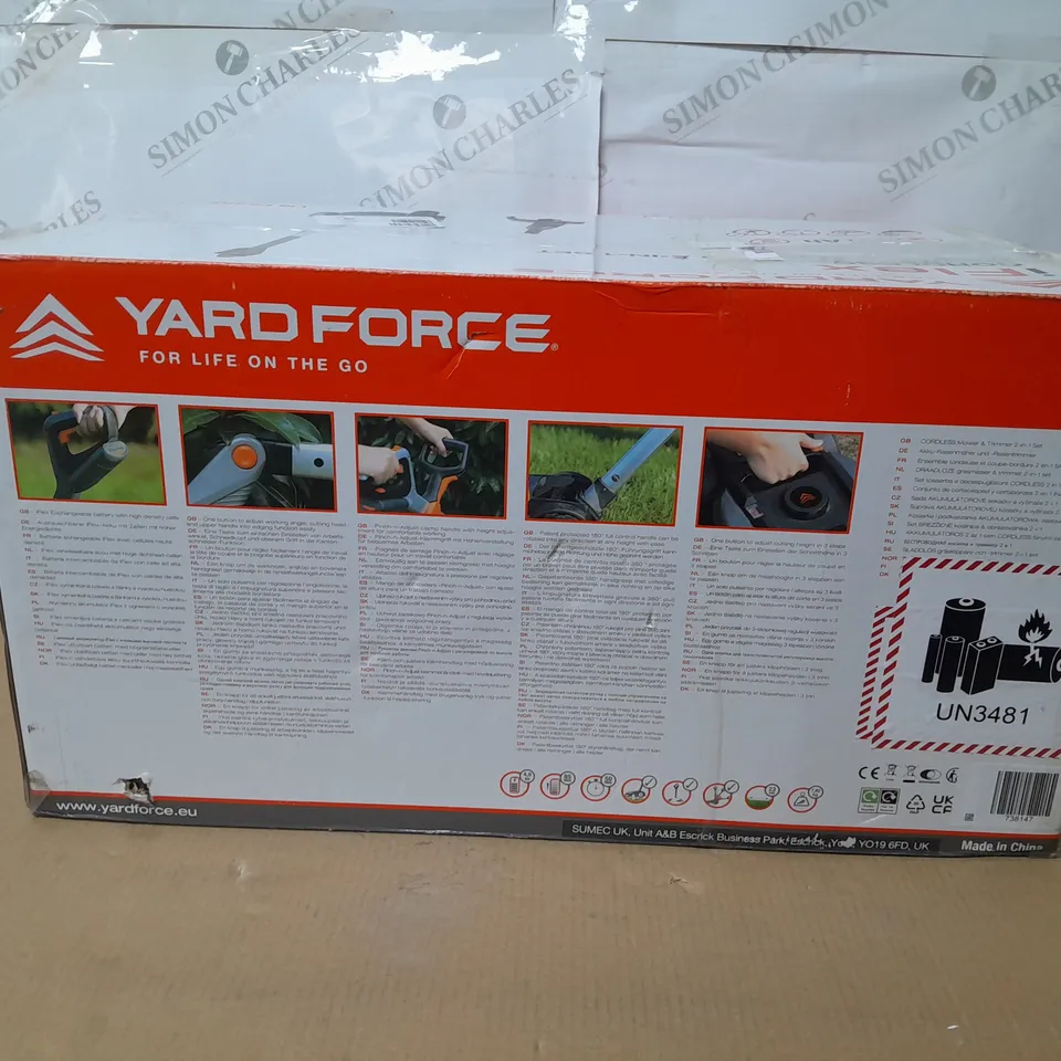 BOXED YARD FORCE IFLEX 12V MOWER & GRASS TRIMMER 