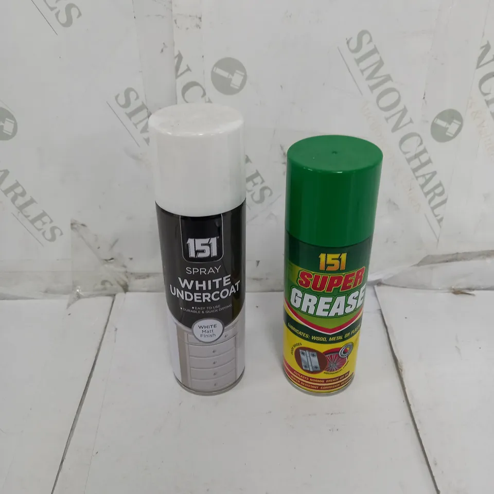 LARGE BOX OF APPROXIMATELY 30 AEROSOLS TO INCLUDE 151 SUPER GREASE, AND 151 SPRAY WHITE UNDERCOAT - COLLECTION ONLY 