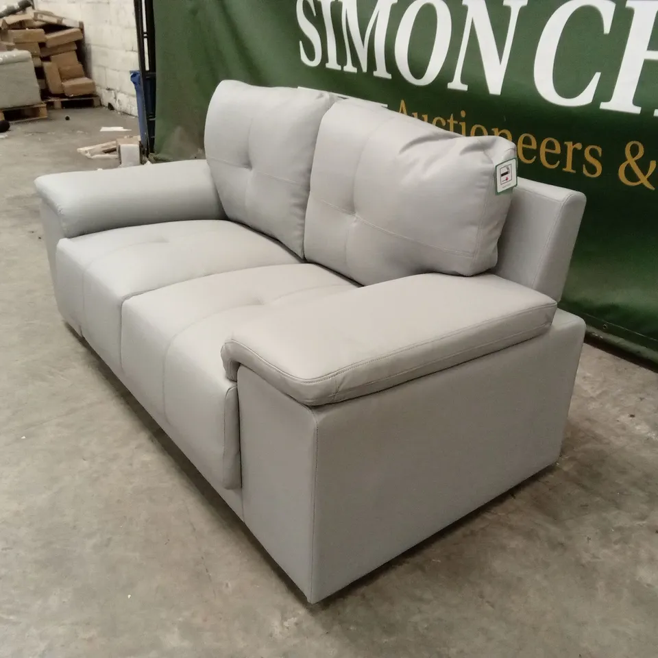 KANSAS 2 SEATER SOFA, LIGHT GREY FAUX LEATHER
