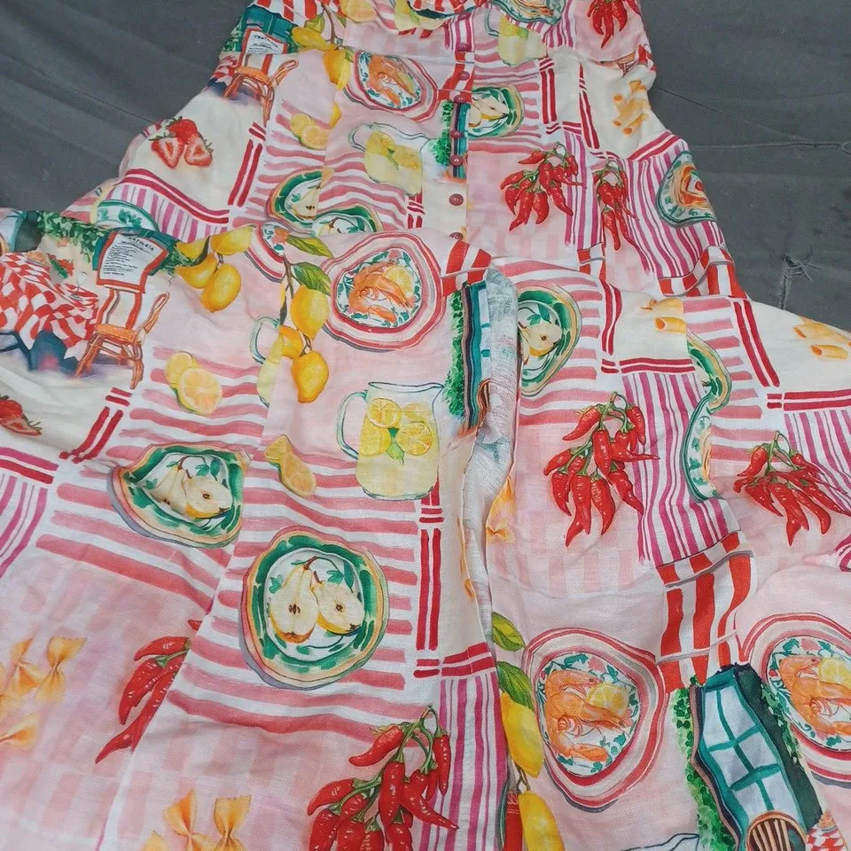 ZARA OPEN BACK TIE PRINTED MAXI DRESS, MULTICOLOUR - UK SIZE XL