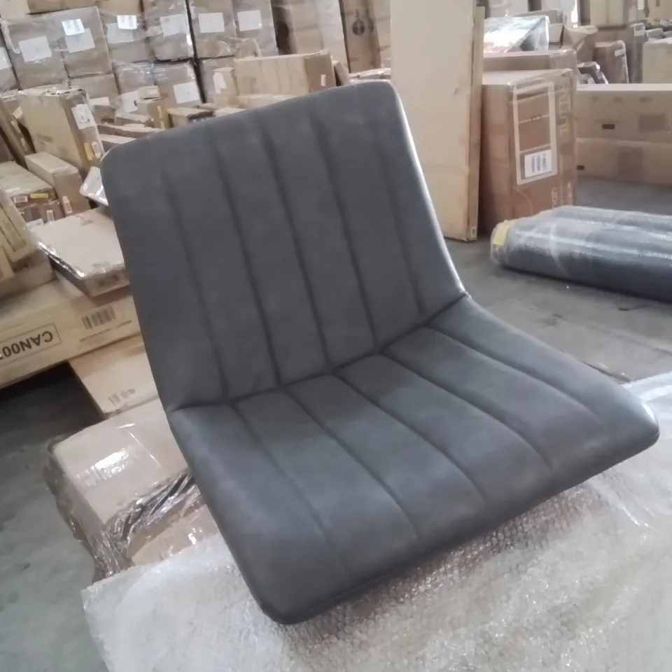 BOXED CUMMER SET OF TWO GREY FAUX LEATHER BARSTOOLS