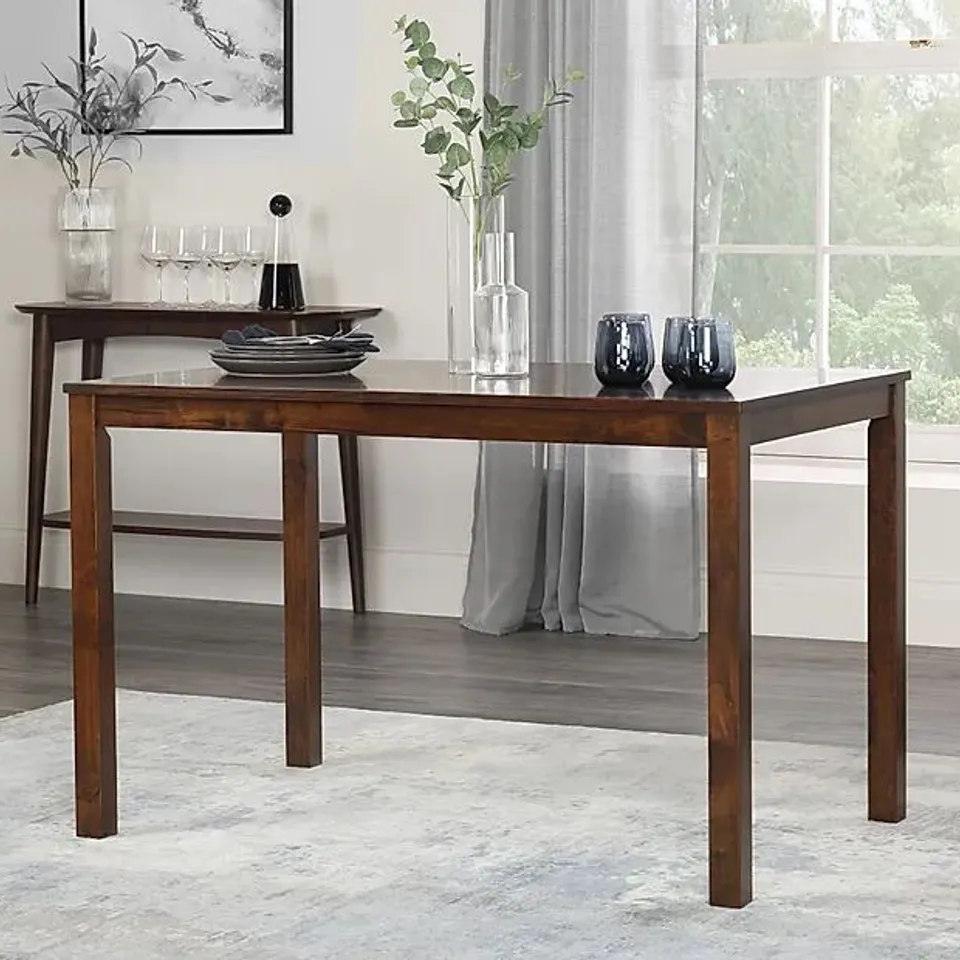 BOXED MILTON DARK WOOD 120CM DINING TABLE (1 BOX)