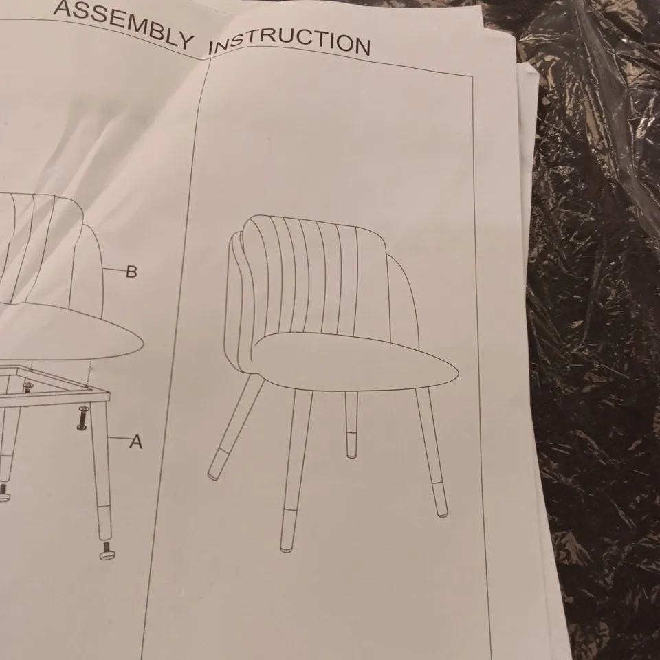 BOXED INOLA UPHOLSTERED VELVET DINING CHAIRS (SET OF 2) - GREY (2 BOXES)