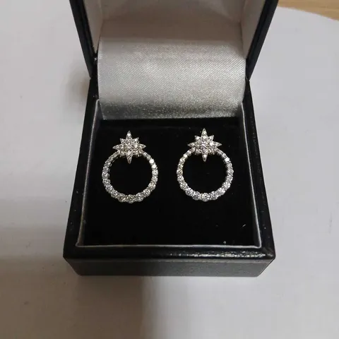 DIAMONIQUE 0.7CT TW STAR CIRCLE EARRINGS STERLING SILVER