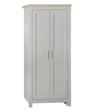 BOXED 2 DOOR WARDROBE GREY & OAK (2 BOXES)
