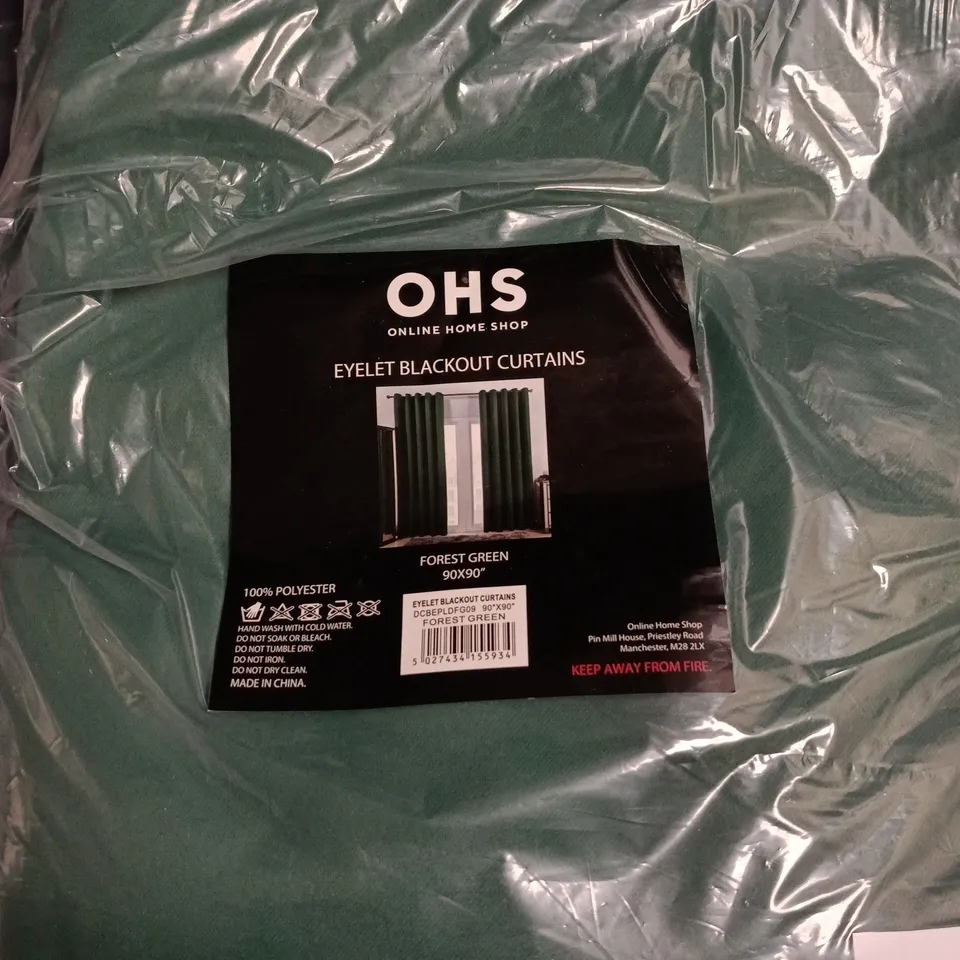 OHS EYELET BLACKOUT CURTAINS – FOREST GREEN, 90X90 
