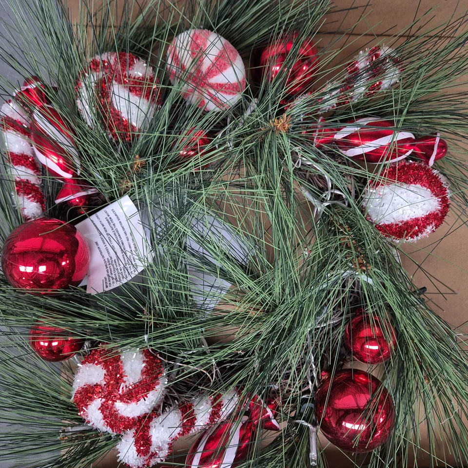 BOXED CANDY CANE CHRISTMAS WREATH