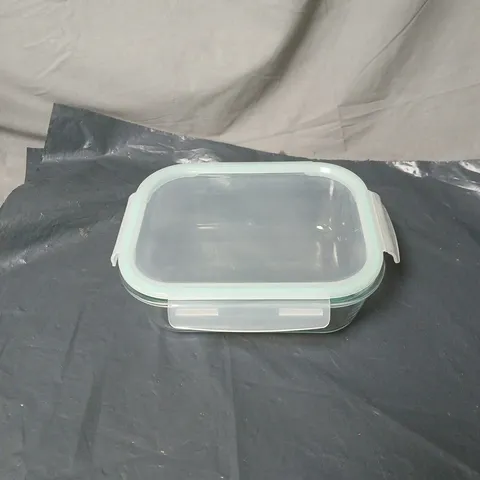 3 X GLASS CONTAINERS WITH PLASTIC CLICK TOPS, LARGE/MEDIUM/SMALL BOXED