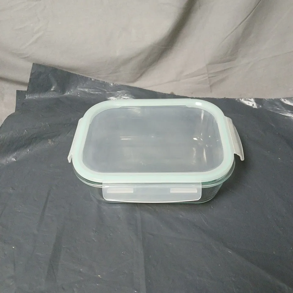 3 X GLASS CONTAINERS WITH PLASTIC CLICK TOPS, LARGE/MEDIUM/SMALL BOXED