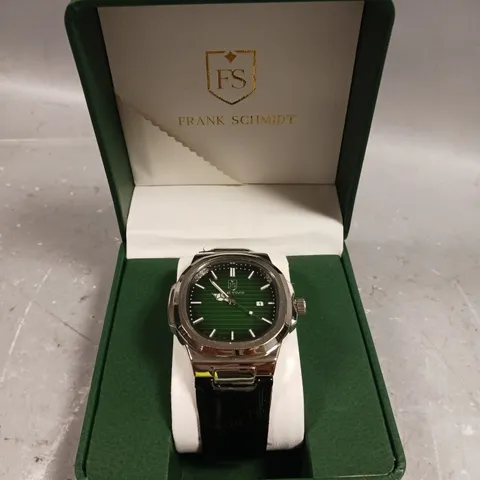 MENS FRANK SCHMIDT WATCH – TEXTURED DIAL WITH DATE – LEATHER STRAP - MODEL: FSL AMBASSADOR
