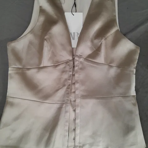 ZARA WAISTCOAT IN GOLD SATIN SIZE SMALL