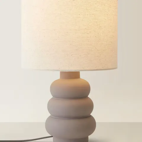 BOXED ROCHELLE HAND-FINISHED GREY BUBBLE STACK TABLE LAMP
