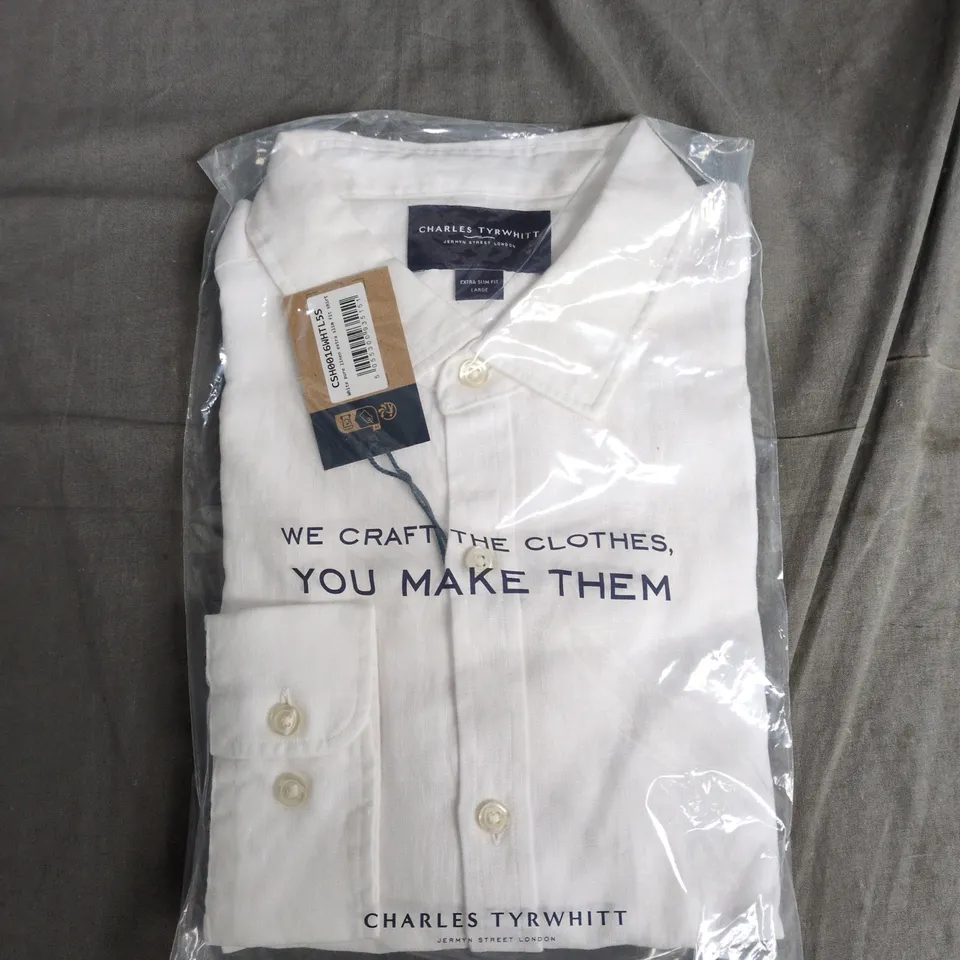 CHARLES TYRWHITT WHITE SHIRT – EXTRA SLIM FIT, LARGE (UK L)