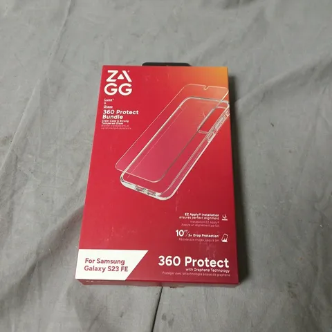 BOX OF APPROXIMATELY 50 ZAGG 360 PROTECT BUNDLE FOR SAMSUNG GALAXY S23 FE β BULK PACK