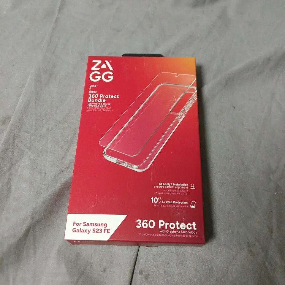 BOX OF APPROXIMATELY 50 ZAGG 360 PROTECT BUNDLE FOR SAMSUNG GALAXY S23 FE – BULK PACK