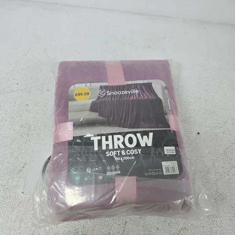 SNOOZEVILLE THROW β SOFT & COSY, 150 X 200 CM (PURPLE)