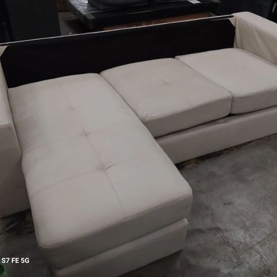 DESIGNER CHAISE SOFA BEIGE PU 