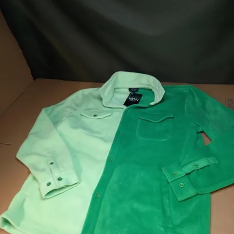 POLAR FLEECE SPLICED OVERSHIRT IN GREEN SIZE M