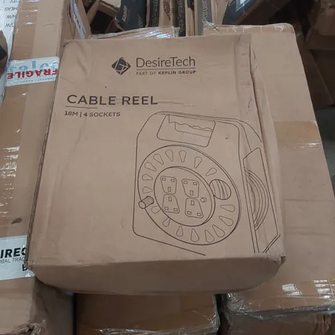 BOXED DESIRETECH 18m 4 SOCKET CABLE REEL