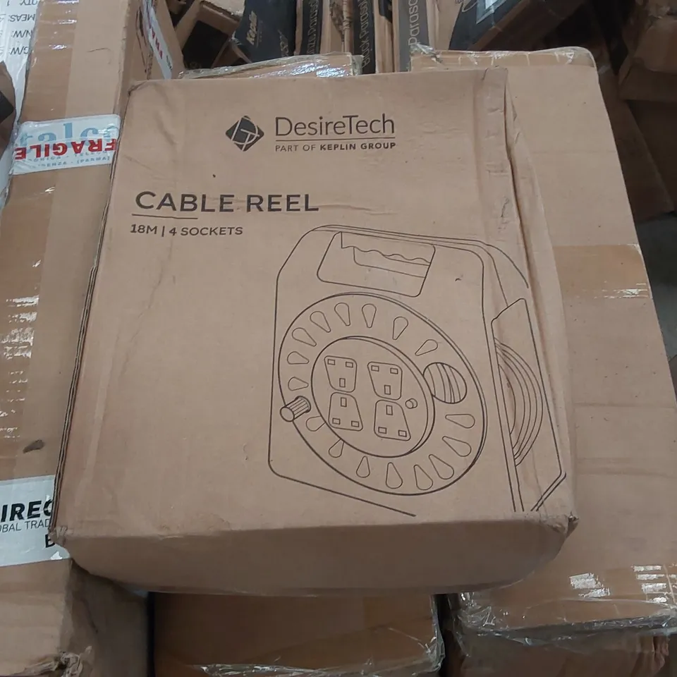 BOXED DESIRETECH 18m 4 SOCKET CABLE REEL 
