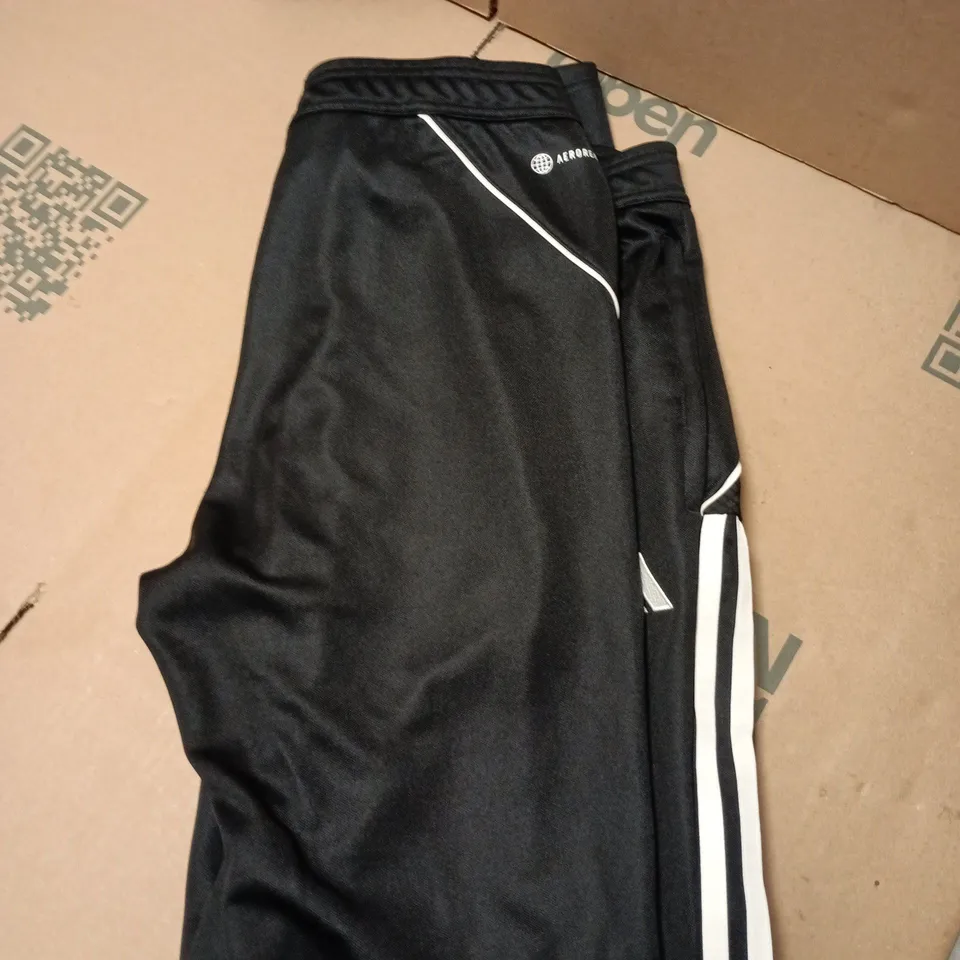 ADIDAS WOMEN'S BLACK TRACK PANTS WITH WHITE THREE STRIPES – SIZE M