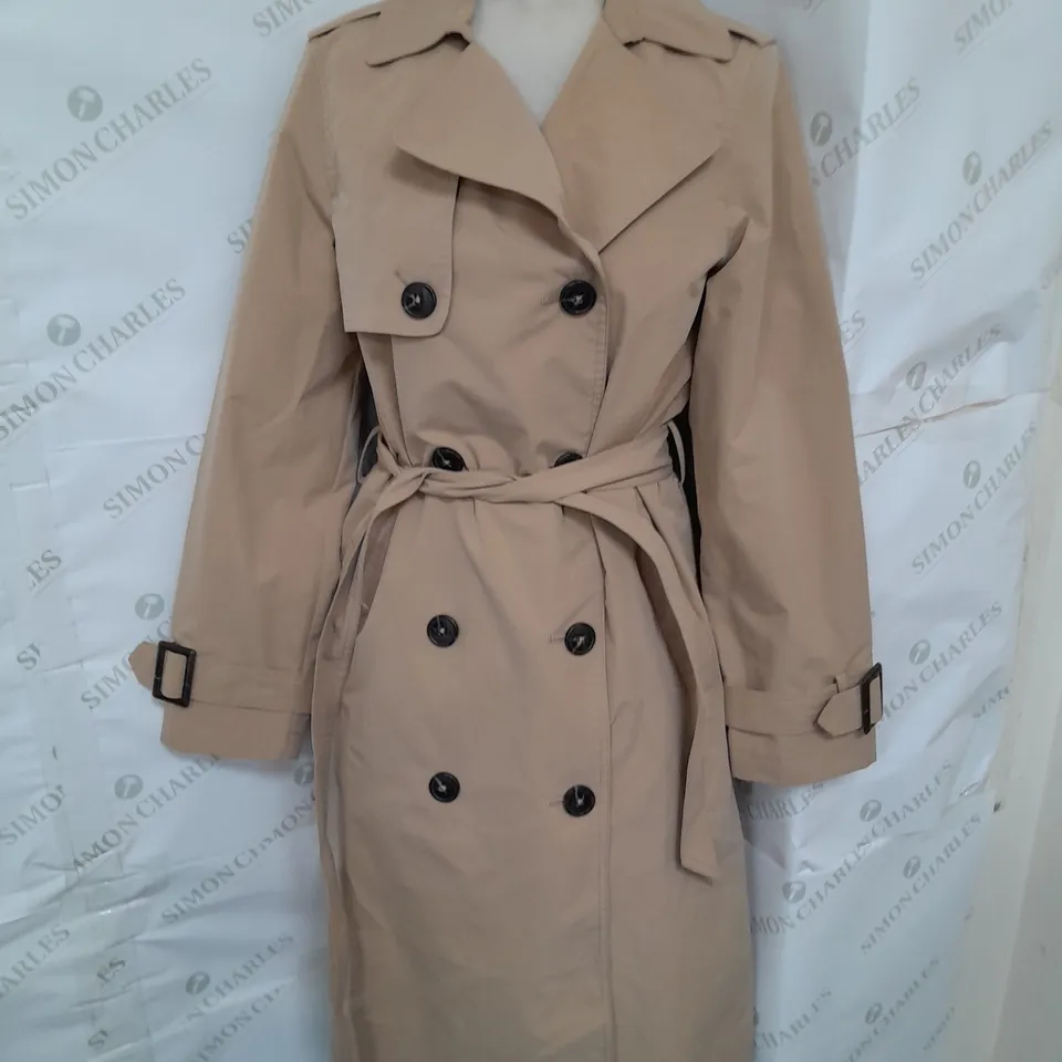 NEW LOOK DOUBLE BREASTED BELTED TRENC COAT IN TAN BROWN SIZE 6