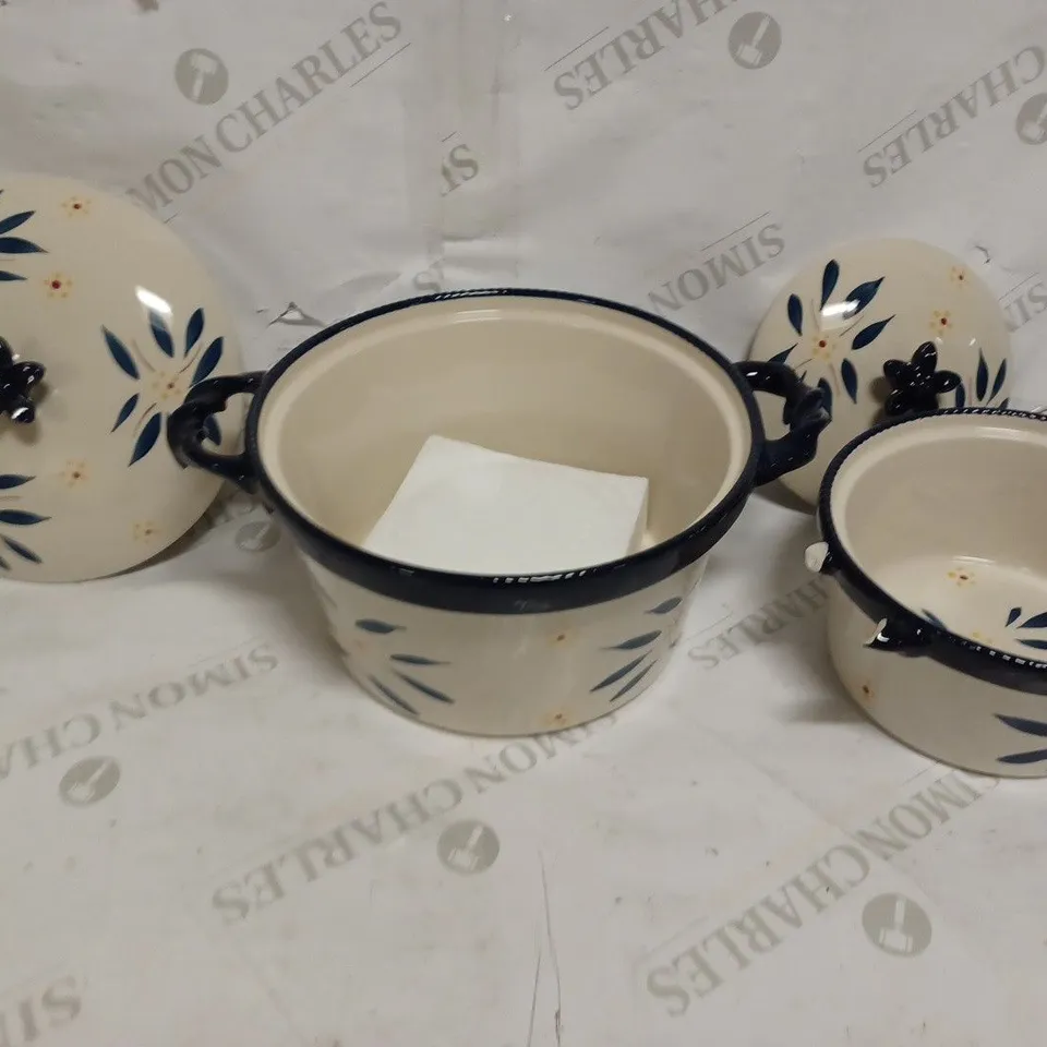 TEMP-TATIONS 0.95 LTR &2.37 LTR CERAMIC ROUND CASSEROLE BAKERS WITH LIDS