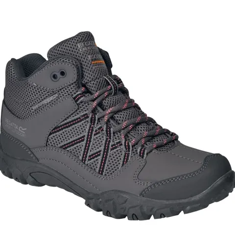 REGATTA KIDS EDGEPOINT WATERPROOF ANKLE BOOTS IN GRANITE BRANDIED APRICOT - UK CHILDS 11