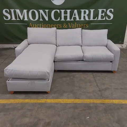QUALITY DESIGNER ASHWELL CORNER CHAISE STORAGE SOFA BED - LIGHT GREY FABRIC
