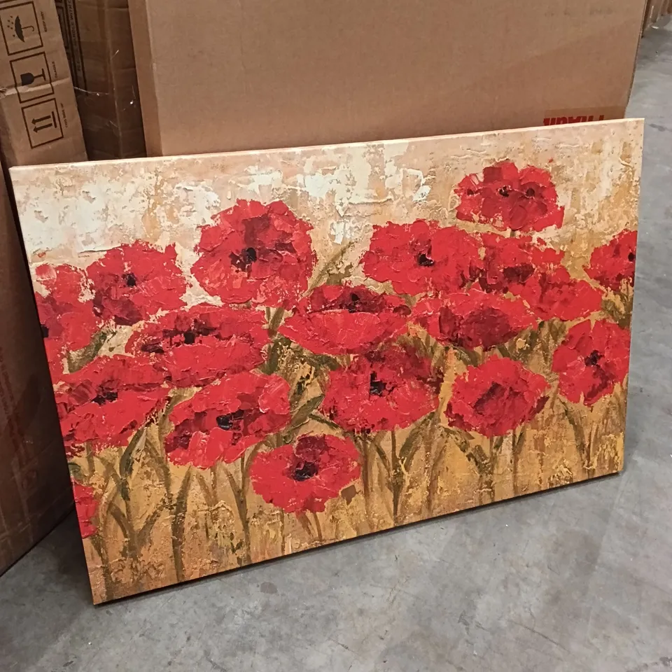 BOXED PAINTED RED POPPY FIELD BY WINSTON PORTER - CANVAS PRINT ART