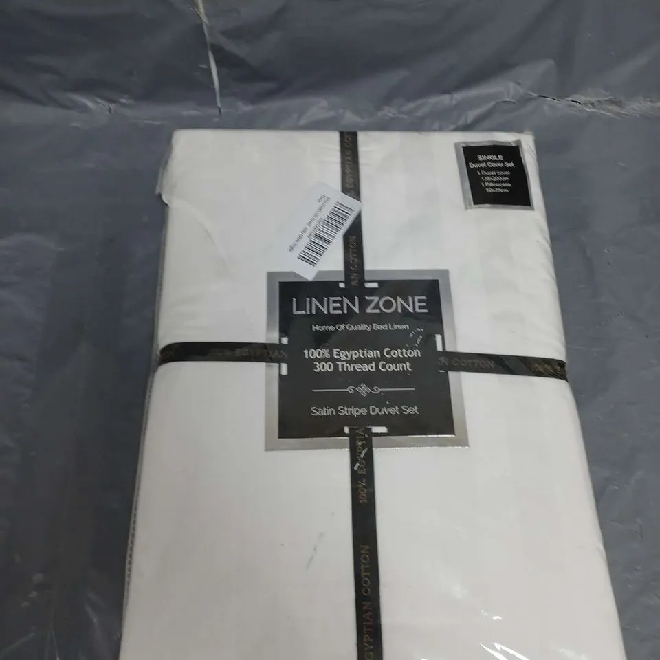 LINEN ZONE EGYPTIAN COTTON SATIN STRIPE SINGLE DUVET SET