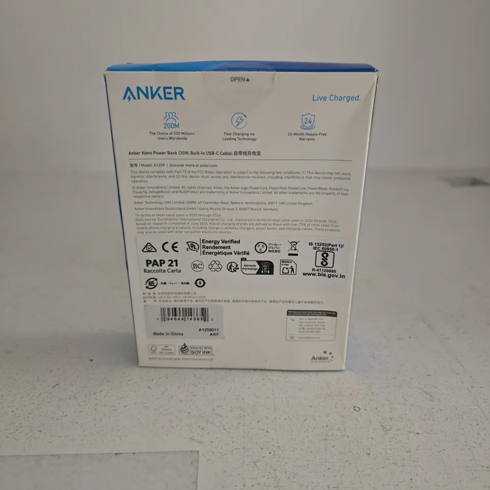 ANKER POWER BANK NANO BOXED