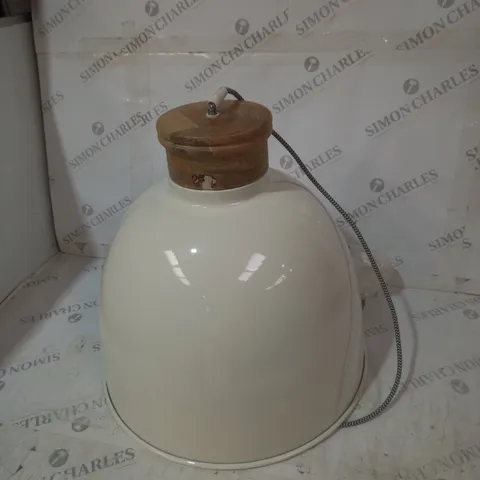 APHRA 1 LIGHT PENDANT - CREAM AND WOOD