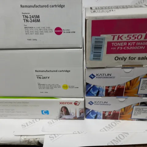 LOT OF 13 ASSORTED PRINTER CARTRIDGES TO INCLUDE KYOCERA, KATUN AND XEROX