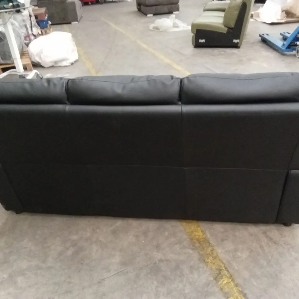 ALBION LUXURY FAUX LEATHER HIGH BACK 3 SEATER SOFA - BLACK RRP £569