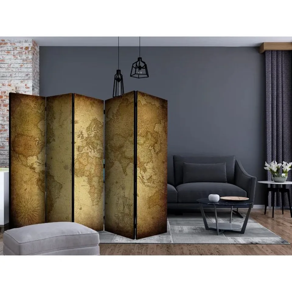 BOXED SPIRMONT 225CM W × 172CM H 5-PANEL SOLID WOOD FOLDING ROOM DIVIDER