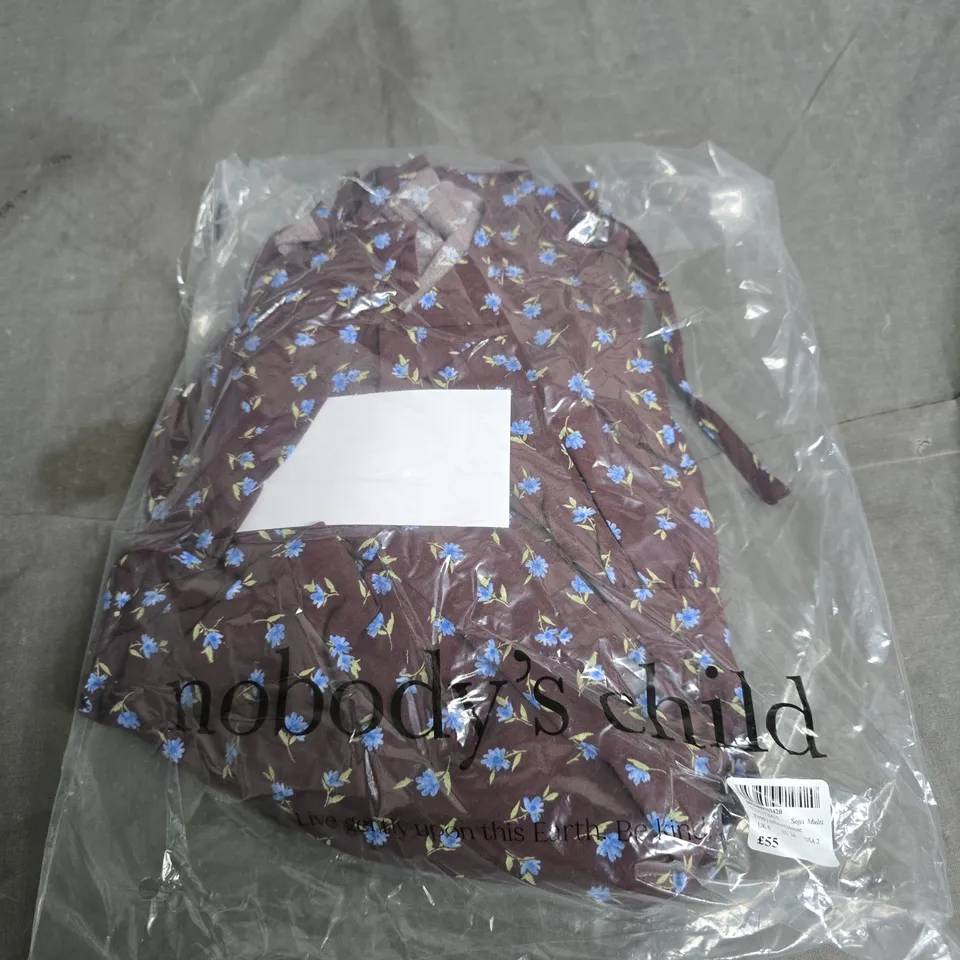 NOBODY'S CHILD POPPY COLLARED BLOUSE – FLORAL PURPLE PRINT, UK 6 