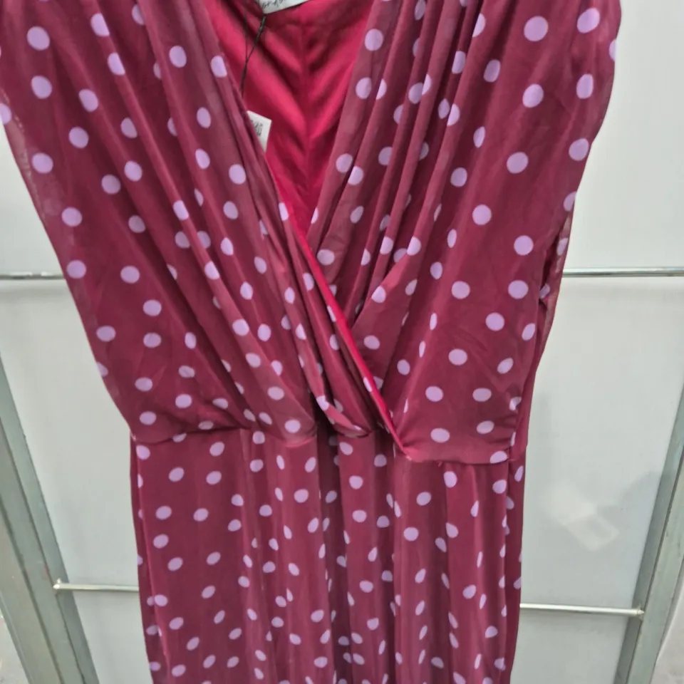 YOURS CLOTHING WOMEN'S PINK POLKA DOT DRESS, UK 22 (EU 50, US 18)