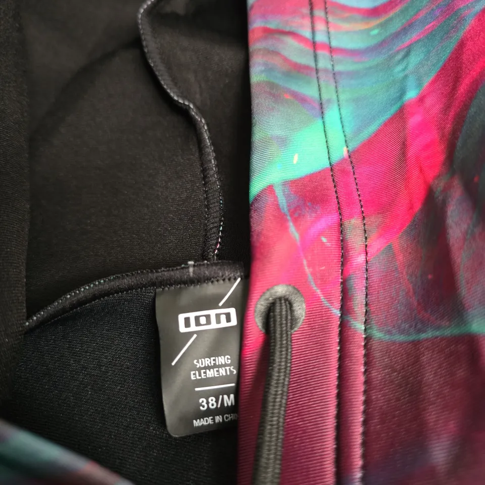 ION SURFING ELEMENTS MEN'S HOODED JACKET – MULTICOLOURED SLEEVES, SIZE UK M (EU 38) 