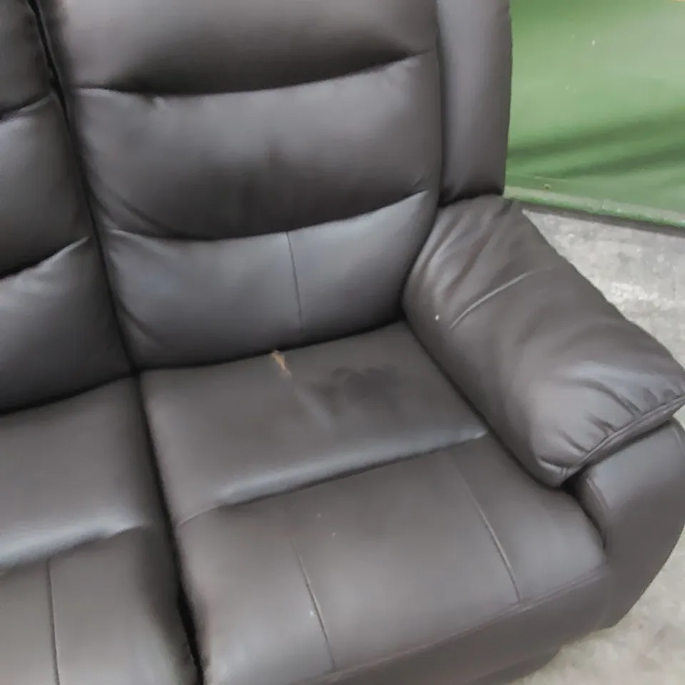 DESIGNER 3 SEATER FAUX LEATHER MANUAL RECLINER SOFA - CHOCOLATE
