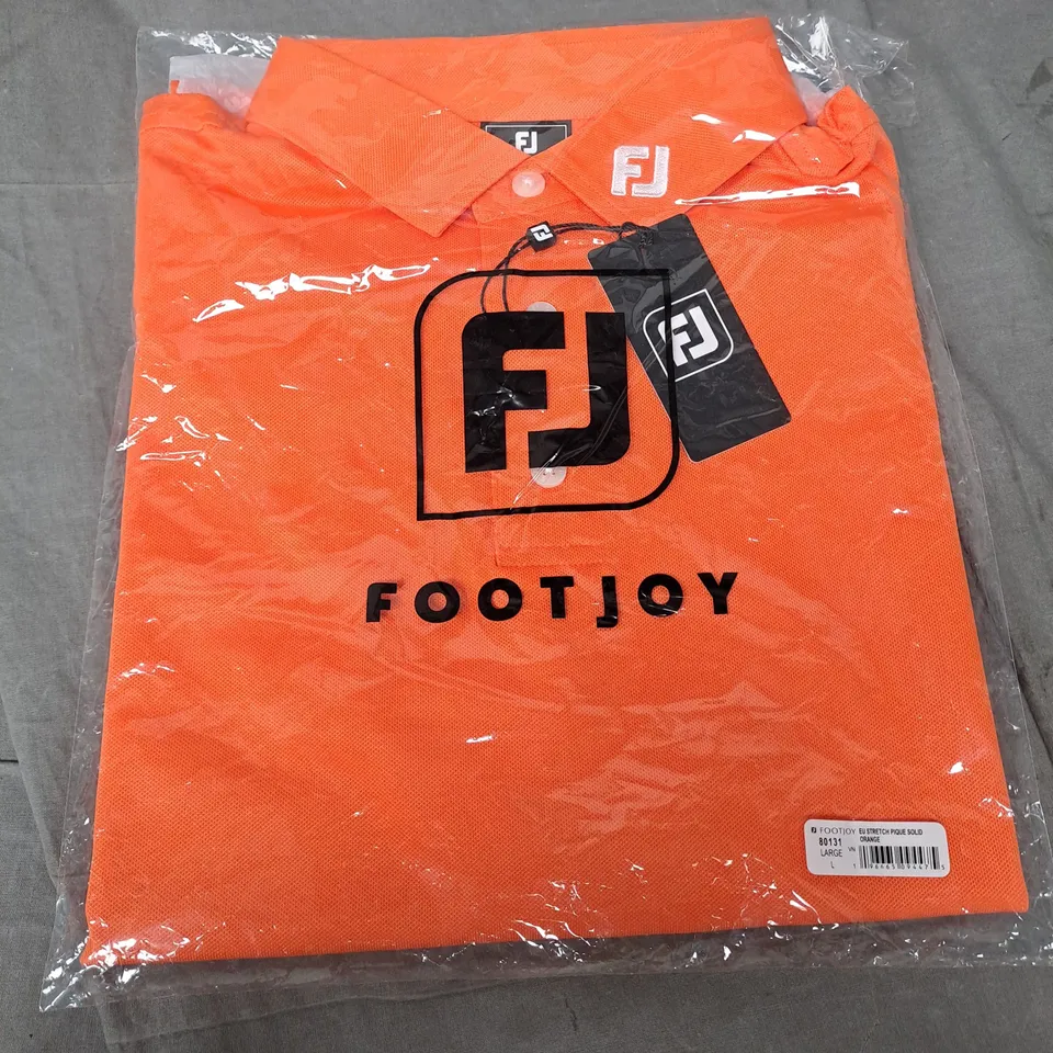 FOOTJOY EU STRETCH PIQUE POLO SHIRT IN ORANGE - L