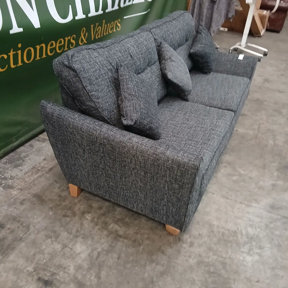 GREY FABRIC 3-SEAT SOFA WITH CUSHIONS