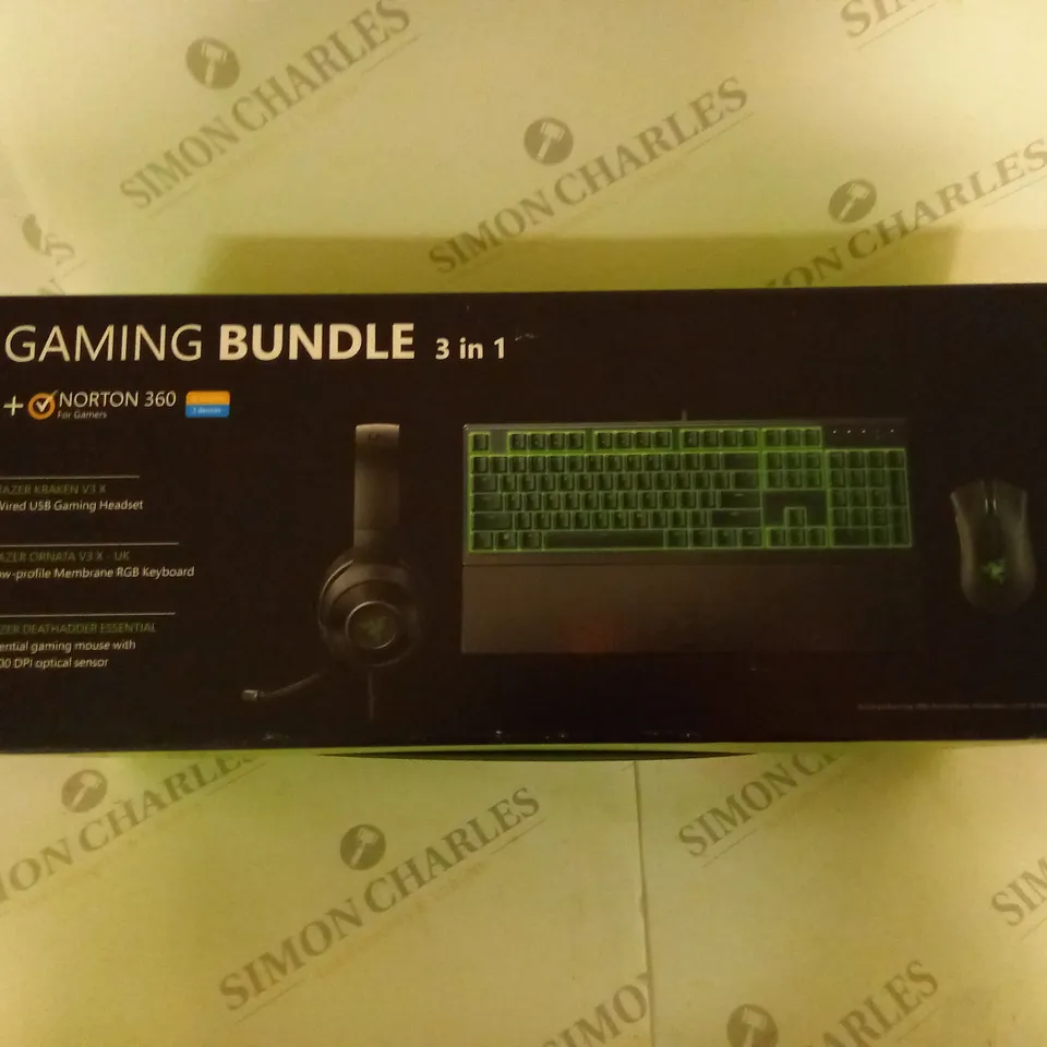 BRAND NEW BOXED RAZER GAMING BUNDLE 3 IN 1 TO INCLUDE GAMING HEADSETS, MEMBRANCE RGB KEYBOARD AND ESSENTIAL GAMING MOUSE
