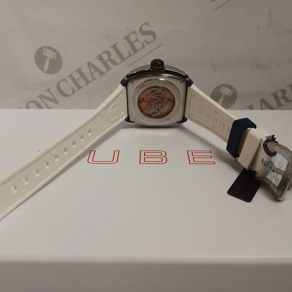 BOXED NUBEO LIMITED EDITION NASA WATCH 035/100 - AUTOMATIC - SKELETON BACK - STAINLESS STEEL - RUBBER STRAP - WATER REISTANT 50M. 