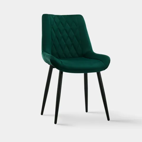 BOXED GREEN VELVET DINING CHAIRS SET OF 2 (1 BOX)