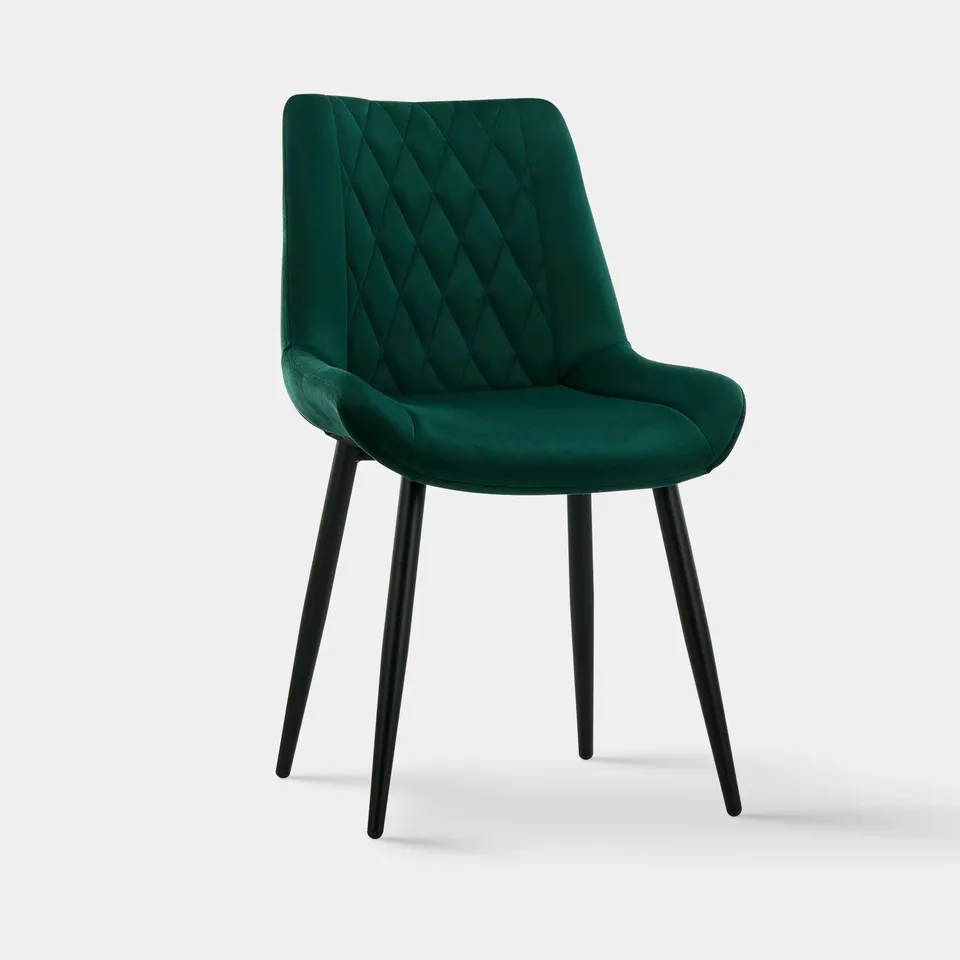 BOXED GREEN VELVET DINING CHAIRS SET OF 2 (1 BOX)
