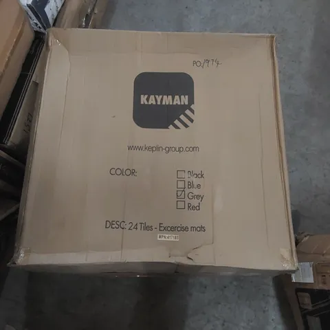 BOXED KAYMAN APPROXIMATELY 24 TILES EXERCISE MATS - GREY