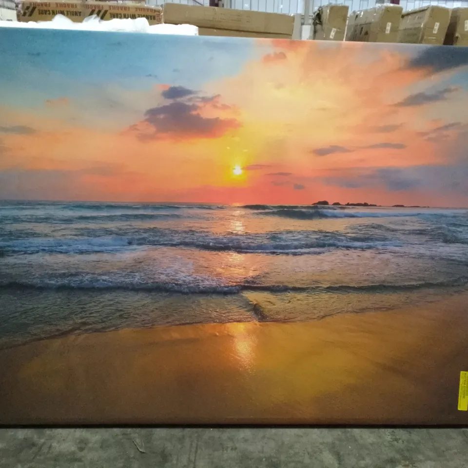BEACH WAVES SUNSET - WRAPPED CANVAS